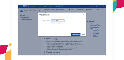 Page Branching - Agile Editing & Merging for Confluence for Atlassian — screenshot