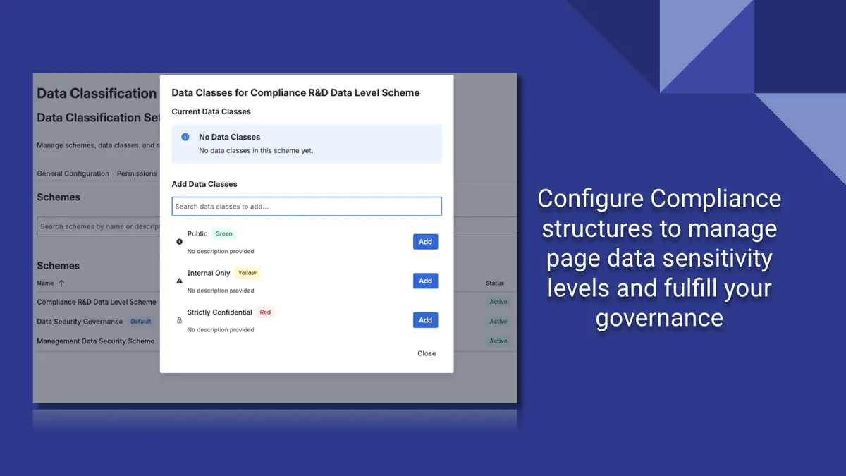 Page Classification Assistant for Confluence (Compliance) — screenshot from the Atlassian Marketplace listing