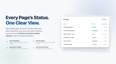 Page Status View for Confluence for Atlassian — screenshot