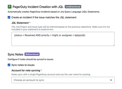 PagerDuty for Jira Cloud (EU only version) for Atlassian — screenshot