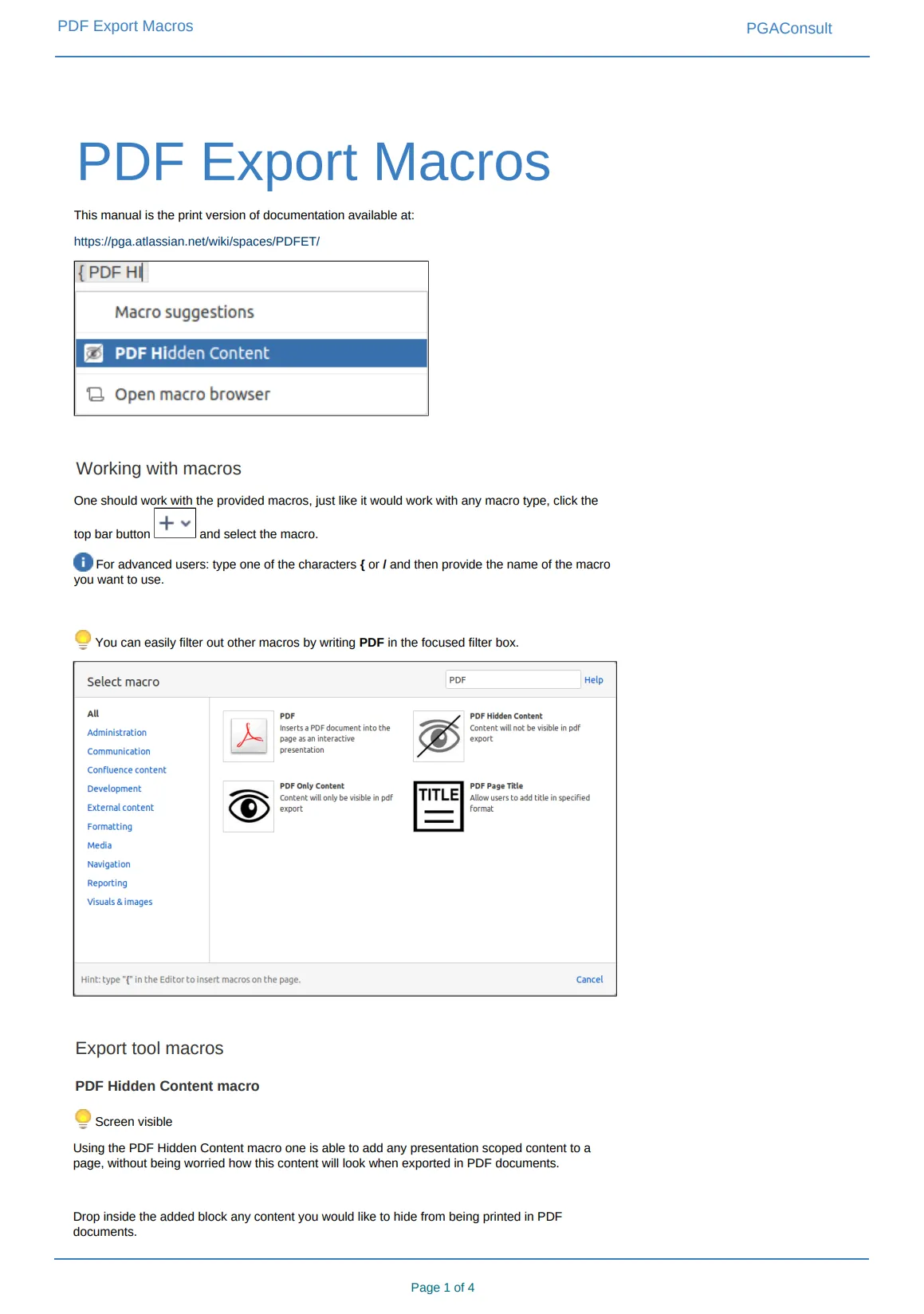 PDF Export Tools for Confluence Cloud — screenshot from the Atlassian Marketplace listing