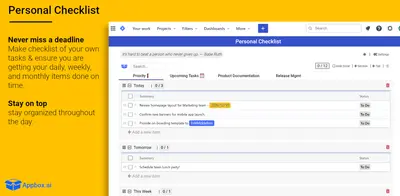 Personal Checklist For Jira Cloud (Free) for Atlassian — screenshot