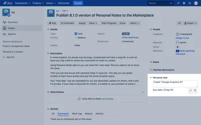 Personal Notes for Jira for Atlassian — screenshot
