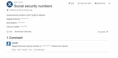 PII Protector for Confluence for Atlassian — screenshot