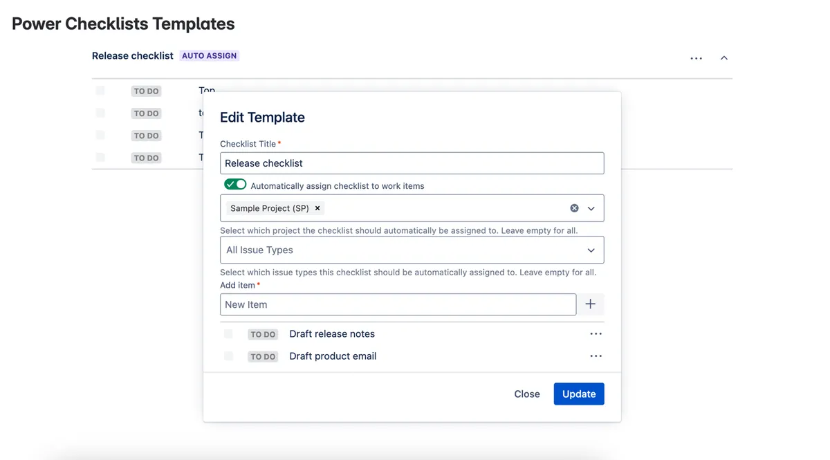Power Checklists — screenshot from the Atlassian Marketplace listing