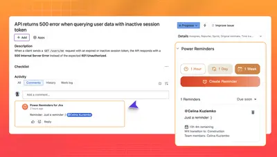 Power Reminders for Jira for Atlassian — screenshot