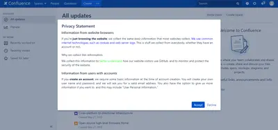 Privacy Policy Agreement for Confluence for Atlassian — screenshot