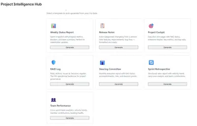 Project Intelligence Hub for Jira for Atlassian — screenshot