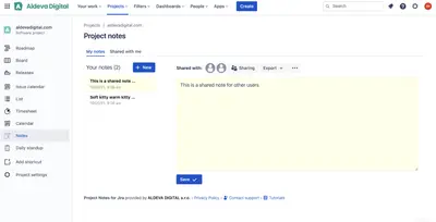 Project Notes for Jira for Atlassian — screenshot
