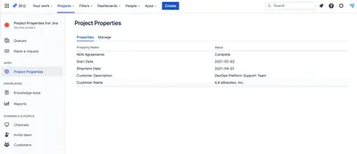 Project Properties for Jira Cloud for Atlassian — screenshot