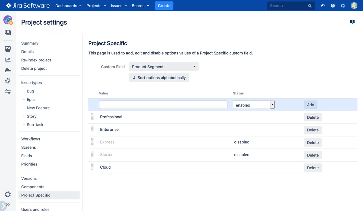 Project Specific Select Field — screenshot from the Atlassian Marketplace listing