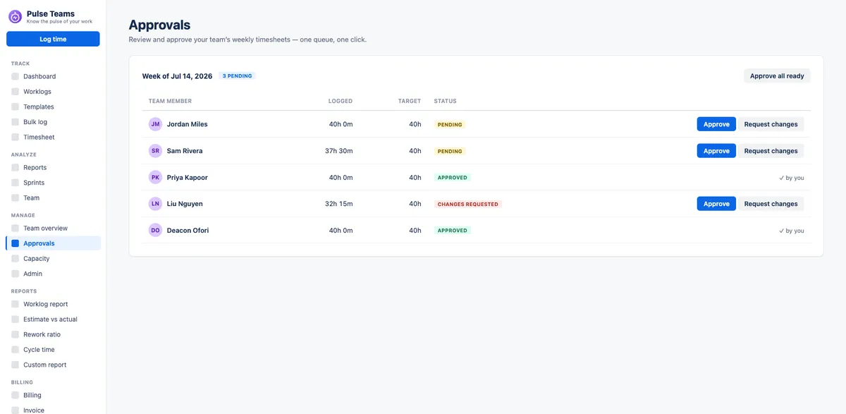 Pulse Teams — screenshot from the Atlassian Marketplace listing