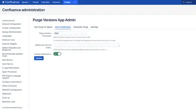 Purge Versions for Confluence for Atlassian — screenshot