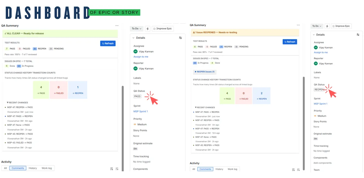 QA Summary Panel — screenshot from the Atlassian Marketplace listing