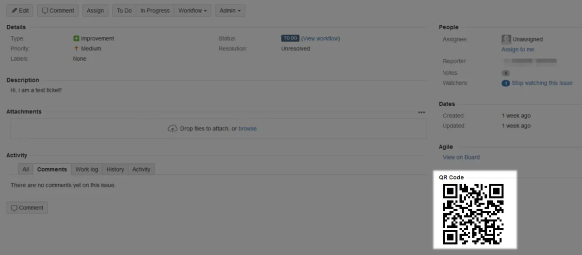 QR Code for Jira Cloud — screenshot from the Atlassian Marketplace listing
