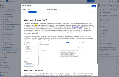 Qron Search and Replace for Confluence for Atlassian — screenshot