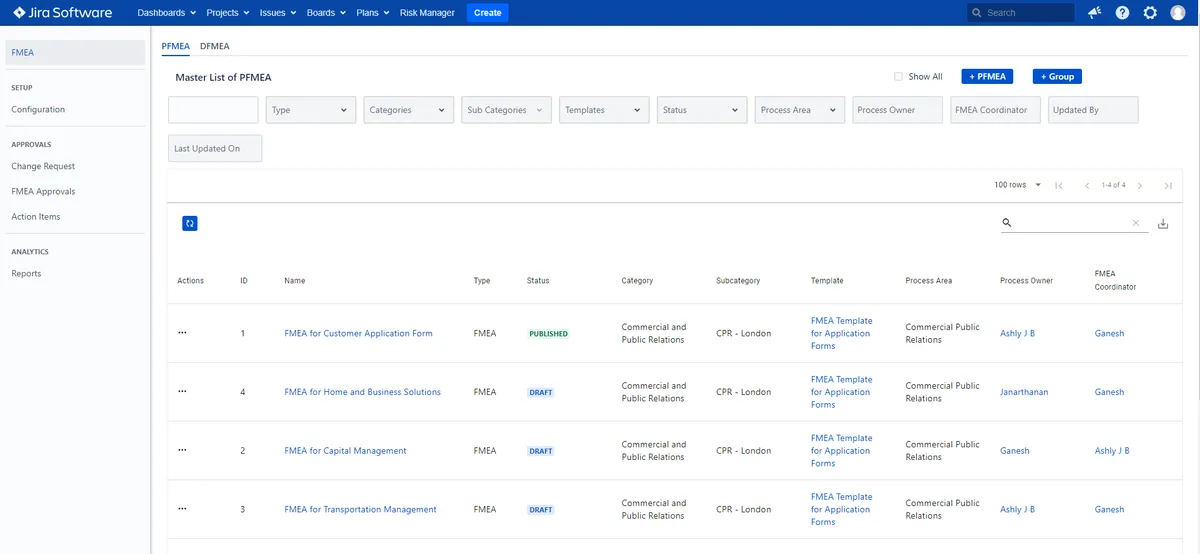 Quality Risk Manager — screenshot from the Atlassian Marketplace listing