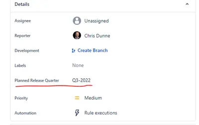 Quarter Custom Field Type for Atlassian — screenshot