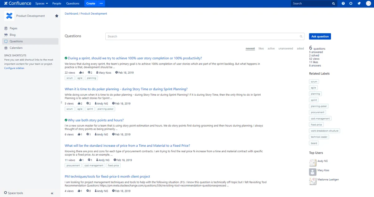 Question & Answer Forum — screenshot from the Atlassian Marketplace listing
