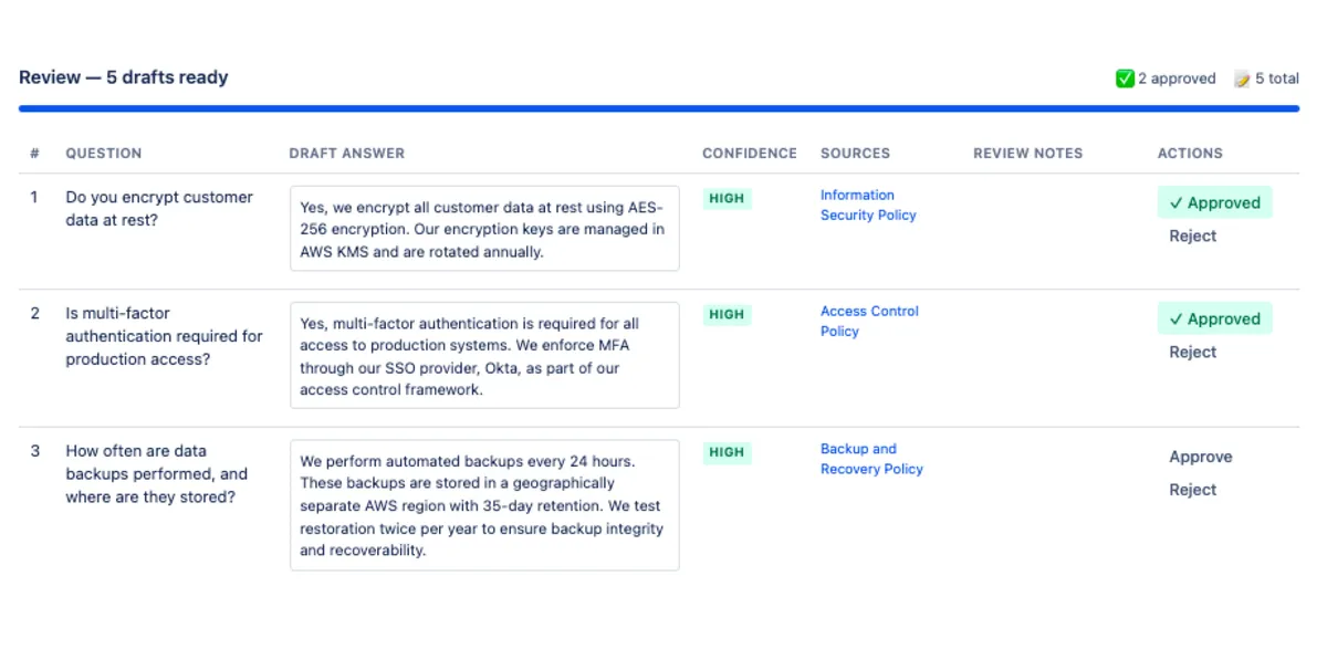 Questionnaire Drafter — screenshot from the Atlassian Marketplace listing