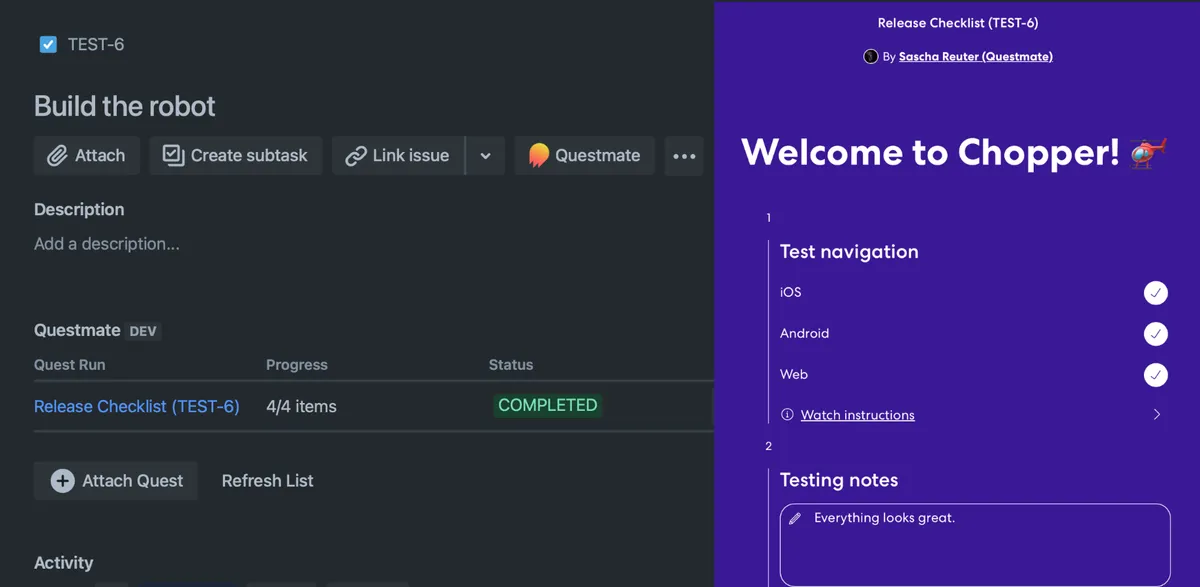 Questmate: Checklists, Forms & Workflows — screenshot from the Atlassian Marketplace listing