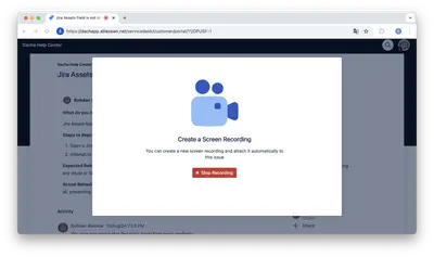 Quick Screen Recordings for Jira and Customer Portal for Atlassian — screenshot
