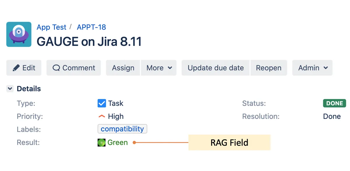 RAG Status — screenshot from the Atlassian Marketplace listing