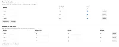 Real Time Sprint Capacity Planner for Jira for Atlassian — screenshot