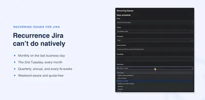 Recurring Issues Scheduler for Jira for Atlassian — screenshot
