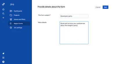 Regos Forms for Jira Cloud for Atlassian — screenshot