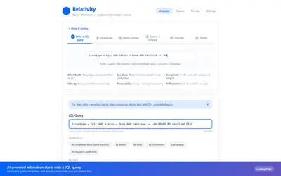 Relativity - AI Estimation & Forecasting for Atlassian — screenshot