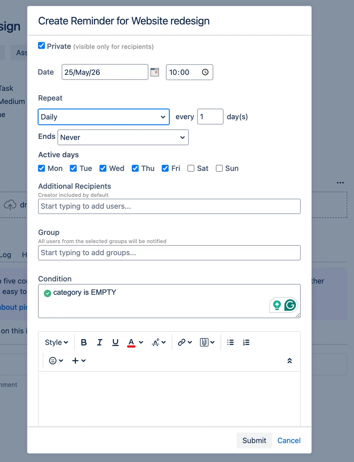 Reminder — screenshot from the Atlassian Marketplace listing