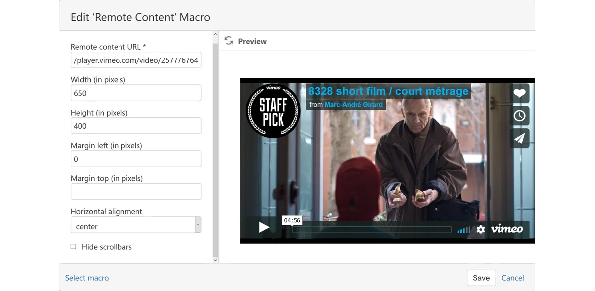 Remote Content (Website, PDF, image) — screenshot from the Atlassian Marketplace listing
