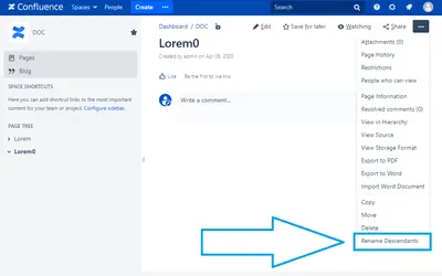 Rename Page Descendants for Atlassian — screenshot