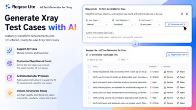 Reqase Lite - AI Test Case Generator for Xray for Atlassian — screenshot