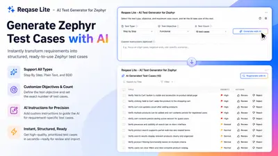 Reqase Lite - AI Test Case Generator for Zephyr for Atlassian — screenshot