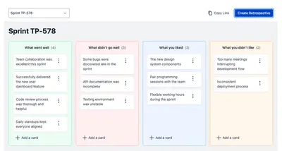 Retrospective - Fun and Engaging Retrospectives for Jira for Atlassian — screenshot