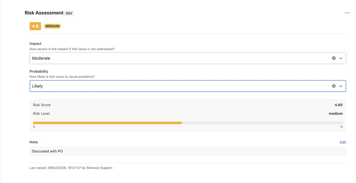 Risk Management — screenshot from the Atlassian Marketplace listing