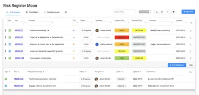 Risk Register, Risk Management for Confluence for Atlassian — screenshot