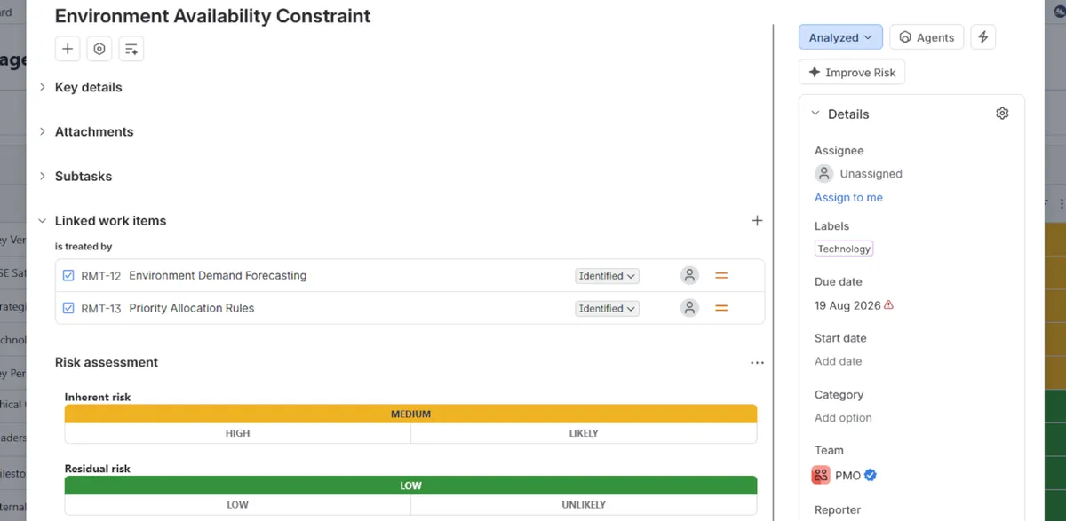 Risk Register — screenshot from the Atlassian Marketplace listing