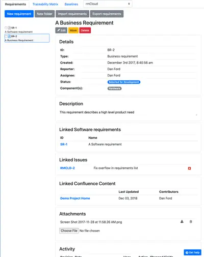 rmCloud - Requirements Management for Atlassian — screenshot