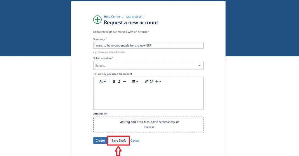 Save as Draft – For lengthy forms — screenshot from the Atlassian Marketplace listing