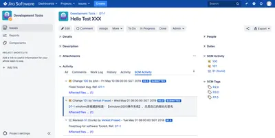 SCM Activity for Jira for Atlassian — screenshot