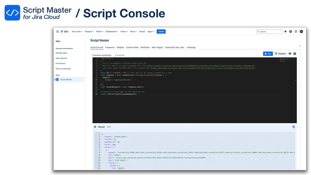 Script Master for Jira — screenshot from the Atlassian Marketplace listing