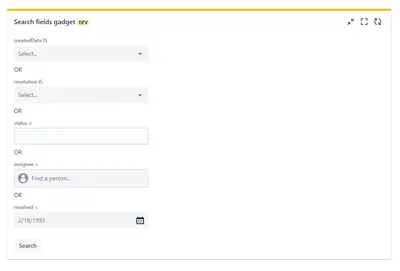 Search fields gadget for Atlassian — screenshot