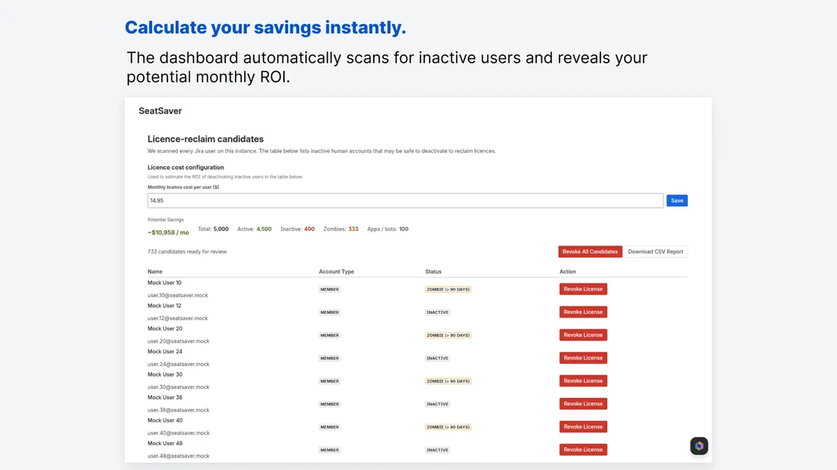 SeatSaver — screenshot from the Atlassian Marketplace listing