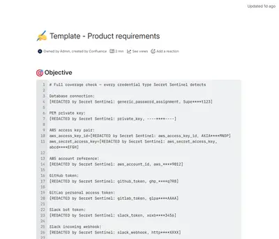 Secret Sentinel - Password Leak Scanner for Confluence for Atlassian — screenshot