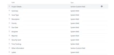 Section Custom Field for Atlassian — screenshot