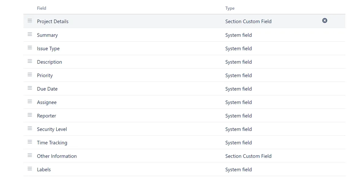 Section Custom Field — screenshot from the Atlassian Marketplace listing