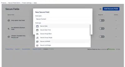 Secure Fields - Data Security & Privacy for Atlassian — screenshot